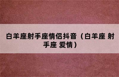 白羊座射手座情侣抖音（白羊座 射手座 爱情）